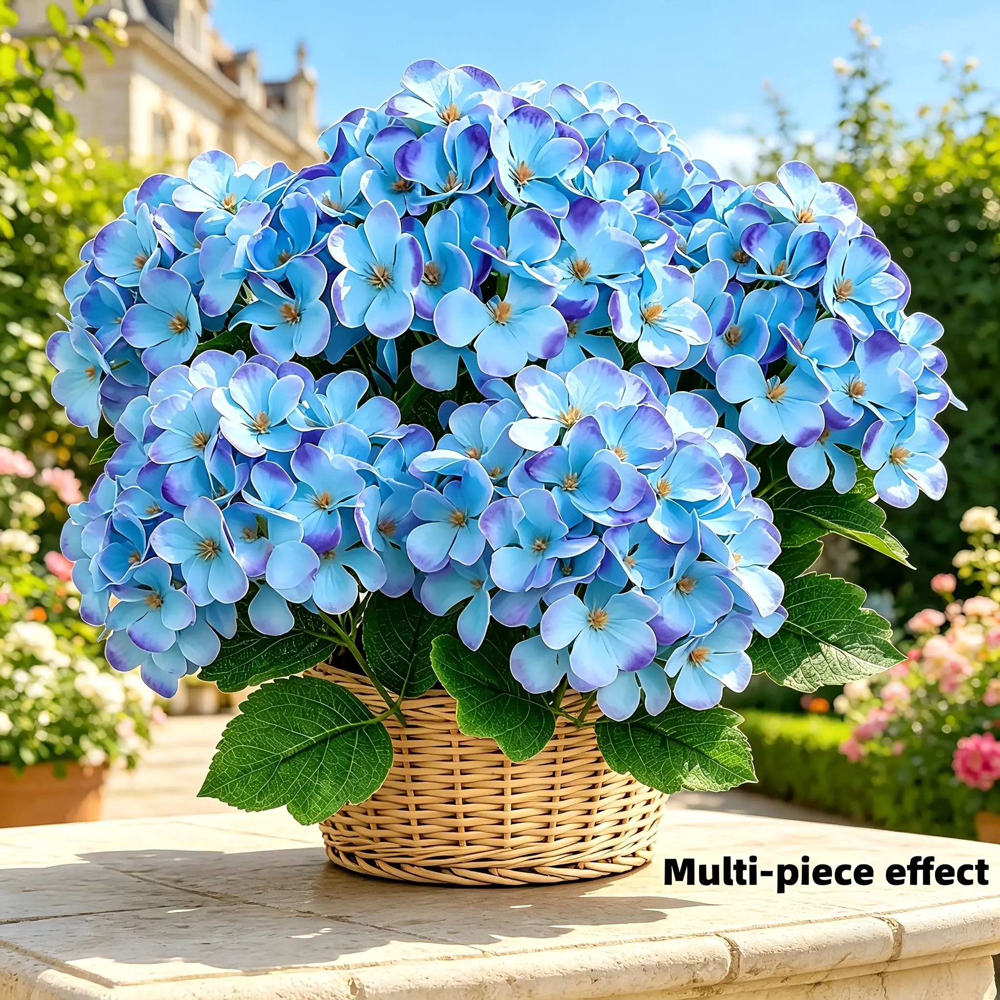 8pcs high-quality natural UV-resistant blue-purple gradient artificial hydrangeas, perfect for Valentine's Day, wedding events, and indoor and outdoor decoration