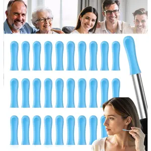30 Pcs Silicone Ear Spoon Replacement Tips, Reusable Soft Ear Wax Removal Tips, Wet Dry Ear Cleaner Covers, Universal Ear Endoscope Otoscope Replacement Accessories