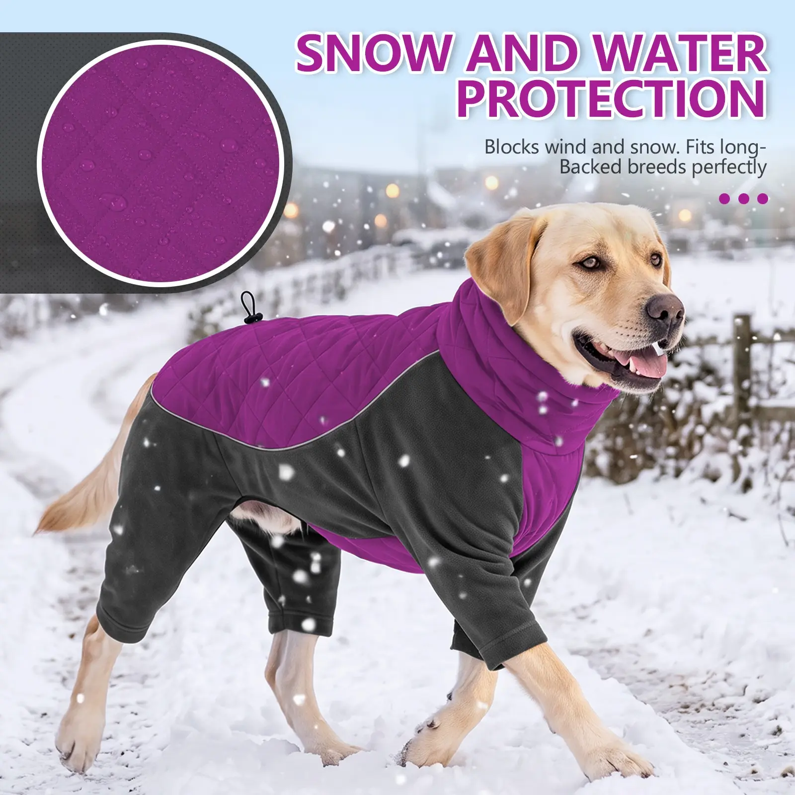Dog Winter Jacket, Thickened Warm Coat, Waterproof Snowproof, Anti-Cold Sweatshirt, Deuterium Sleeve Legs, Perfect for Autumn-Winter Outdoor Travel