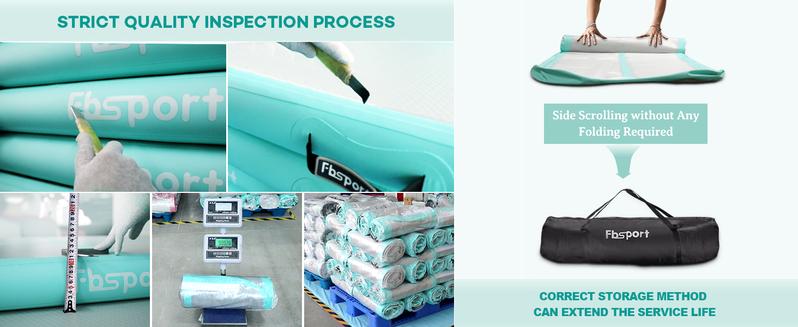 FBsport Gymnastics Air Mat  10FT/13FT/16FT Tumble Track Tumbling Mat 4‘’ Inflatable Floor Mats with Air Pump Roller for Home Use/Tumble/Gym/Training/Cheerleading/Parkour/Beach