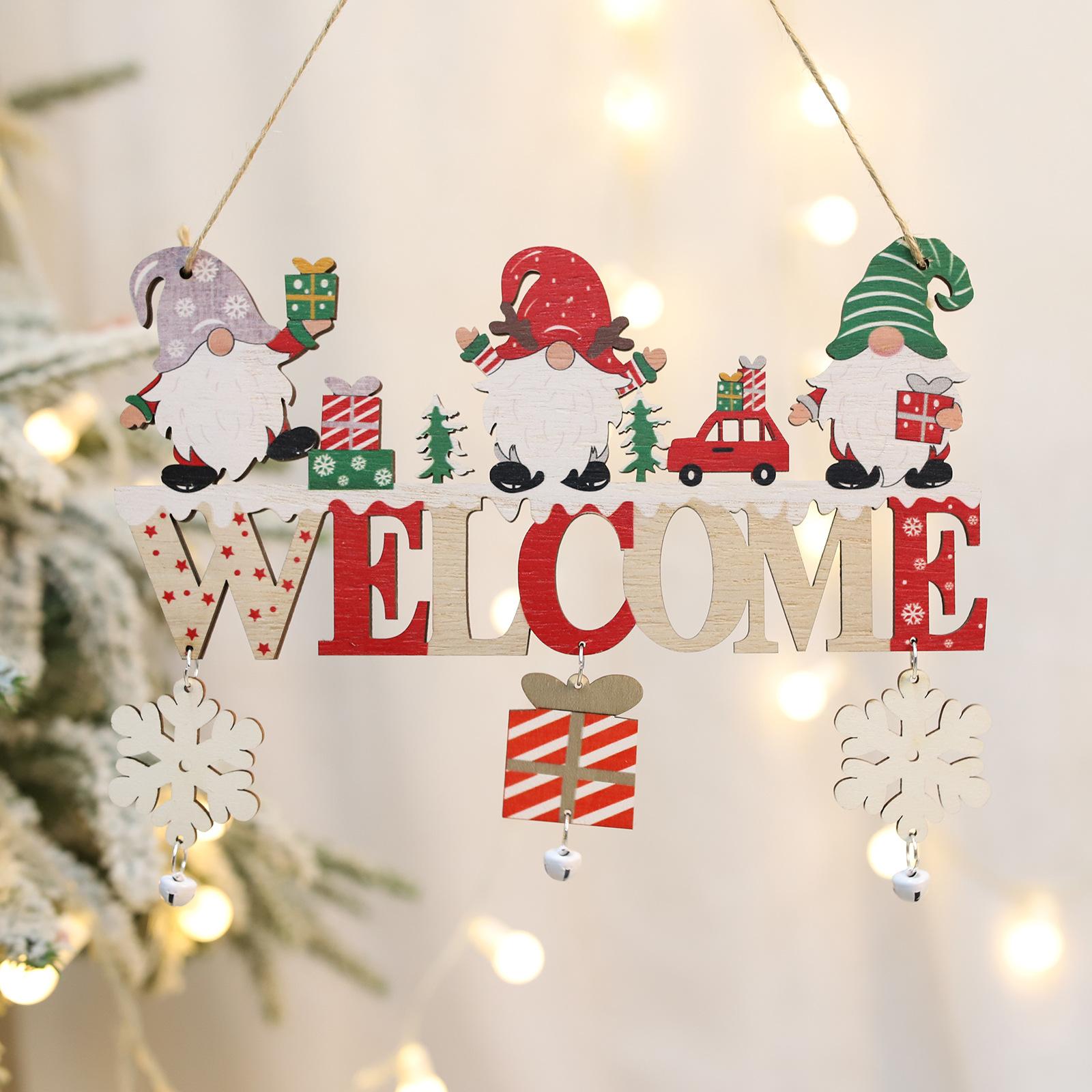 1PC Wooden Christmas Door Hanging Oranments Wall  Merry Christmas Decor for Home Happy New Year Naviidad Door Pendants Gifts