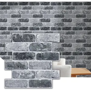 Peel and Stick Brick Tiles - 10 count 11.8" x 11.8" Small Size PVC Faux Brick Wall Panels Brick Wallpaper Wall Tile for Kitchen Backsplash,Bedroom,Living Room,Fireplace,Brick-WE
