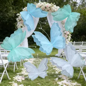 6 count Large Butterflies Decoration 20"&12"  Mariposas Grandes Para Decor Blue White Big Butterfly Party  Butterfly Set for  Shower Fairy First Birthday Wedding Girls Women Decor