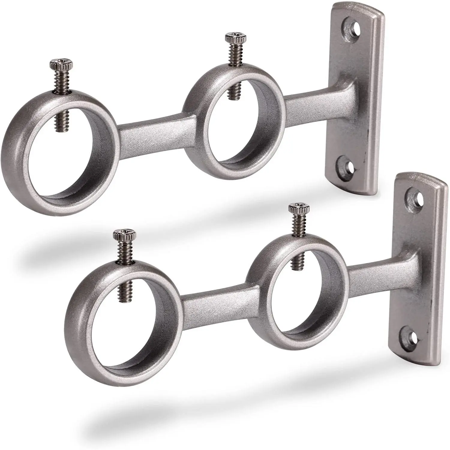 Double Curtain Rod Holder, 2 count Brackets Hooks for Living Room Bedroom Curtains, Drapery Rods ()