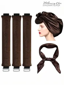 Summerwins 4-in-1 Heatless Curling Rod Set, Velvet Overnight Hair Curlers with Silk Scarf, No Heat Sleep Hair Styling Kit for Medium Long Hair, Compatible with Hair Shaping Spray