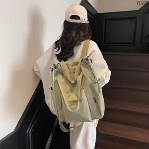 Lightweight Nylon Bucket Backpack, Convertible Drawstring Bag with Multiple Pockets for Biking, Travel & Daily Commute