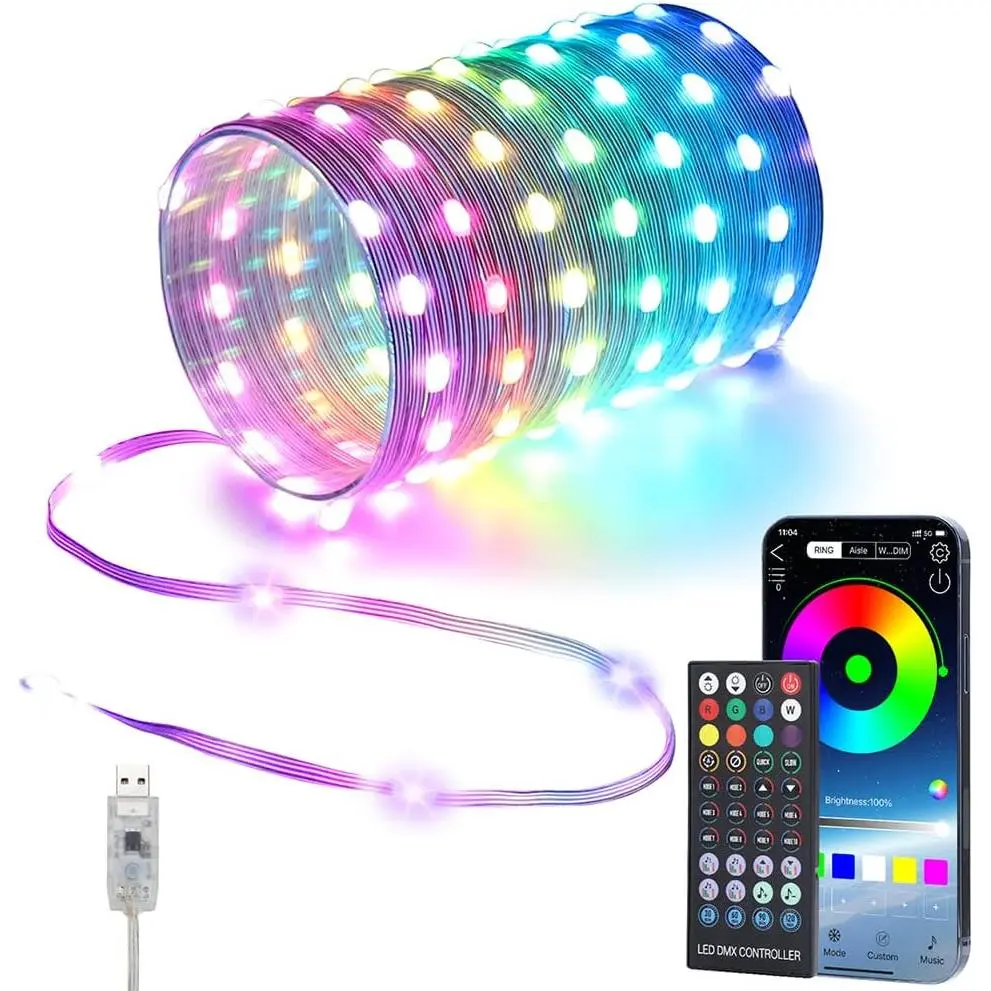 33ft Color Changing Christmas String Lights, 100 LED Twinkle Fairy Lights String  with 200+ Scene Modes,  App & Remote for Indoor Outdoor Christmas Tree Bedroom Patio Decor