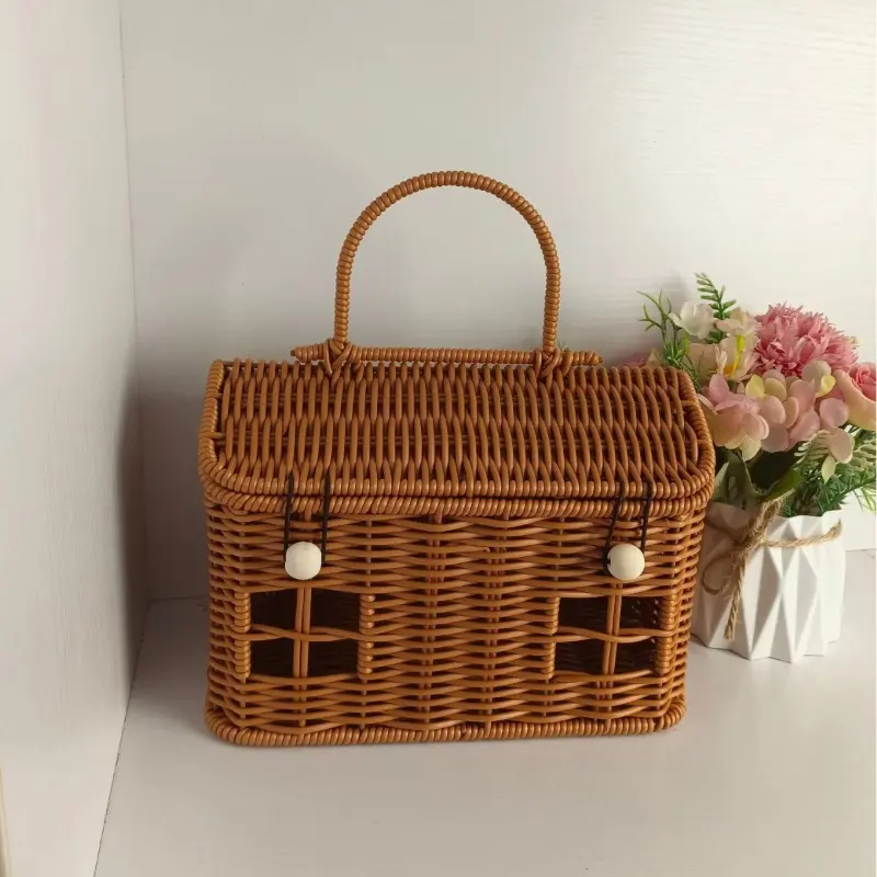 Handwoven Wicker Picnic Basket Portable Storage Basket Gift Box Picnic Essentials