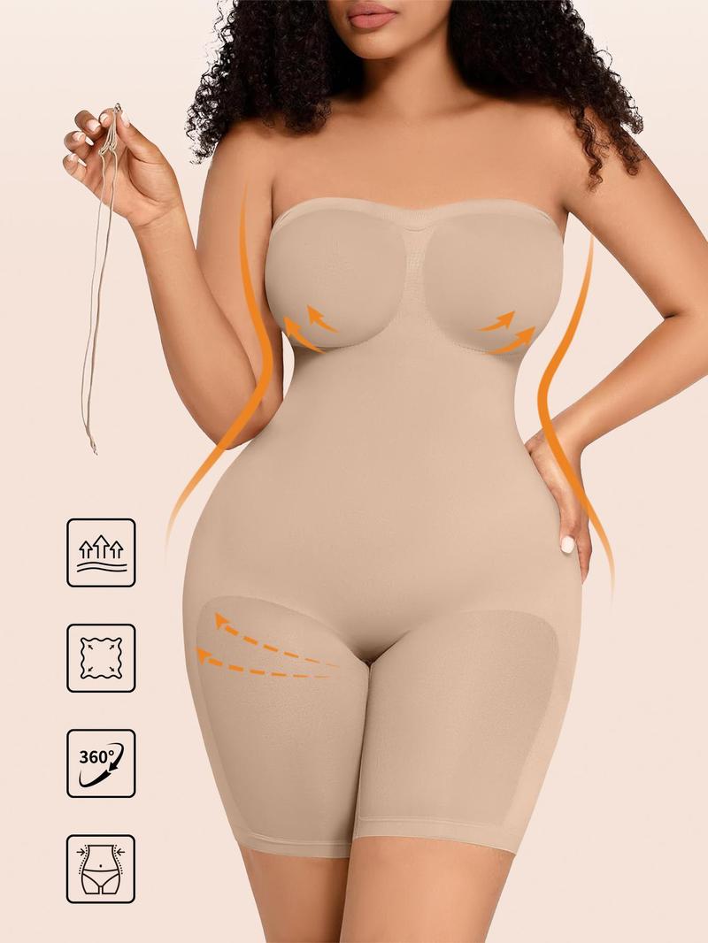 Women's Removable Straps Shapewear Bodysuit, Tummy Control Seamless Shaper, Women's Shapewear for Daily Wear, Compression Womenswear, Minimalist Seamless Tummy Tucking, Belly Control Bodysuit