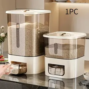 14/25LBS Rice Dispenser, Large Grain Container Storage with Lid Measuring Cylinder Household Cereal Dispenser Bucket for Kitchen Soybean Corn , Grain Storage Bin