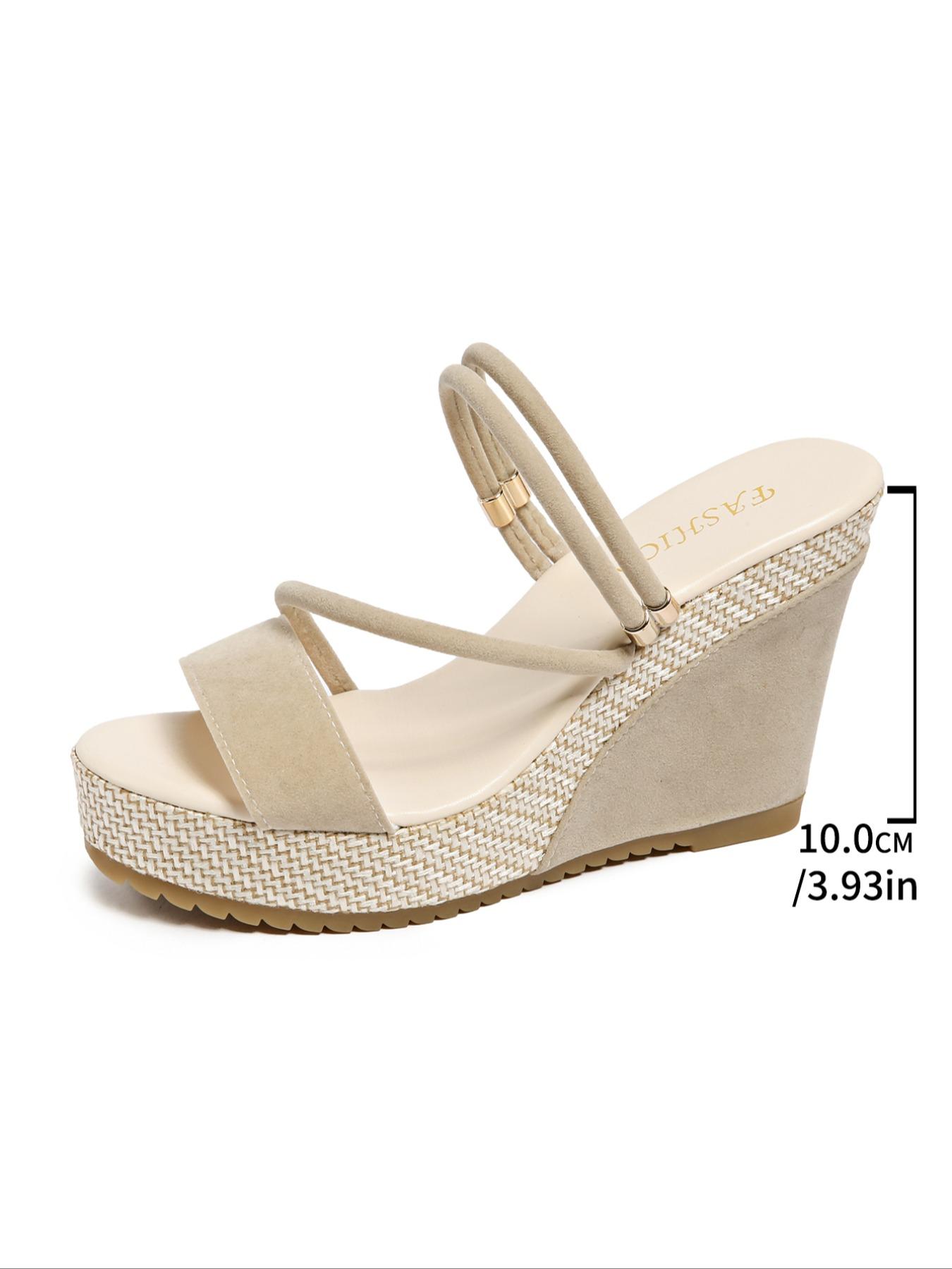 Women's Fashionable Solid Color Wedge Sandals, Casual Comfortable Breathable Sandals for Daily Wear, Lightweight Wedge Heels for Women & Girls
