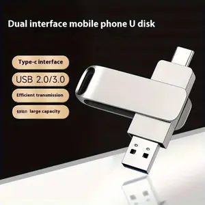 1pc 2-in-1 Usb 3.0 Metal Flash Drive - Type-c Dual Interface Thumb Drive for Phone & Computer, 32gb/64gb/128gb/256gb High-speed Transfer, 360° Rotating Keychain Design, External Drive for Most Devices