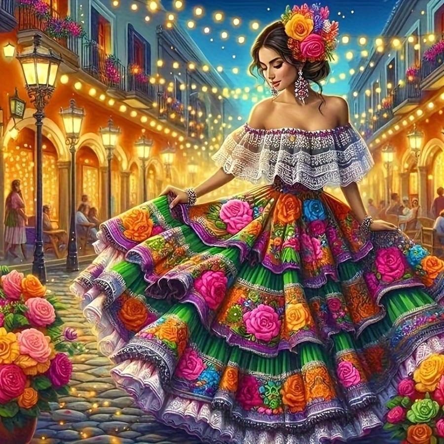 5D Diamond Arts Colorful Painting Kit, Dancing Figure Pattern Diamond Arts Crafts Kit without Frame, DIY Handcraft Decorative Art Picture for Beginner, Embroidery, Diamond Art Tools, Diamond Painting Kits