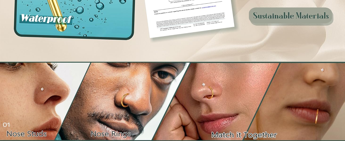 6-15Pcs 20G Nose Studs 18G Nose Rings Hoop for Women Men 316L Stainless Steel Clicker Hinged Nose Rings Hoop Straight L Shaped Nose Studs Nose Piercing Jewelry Silver Gold (Gold-CZ-Straight)