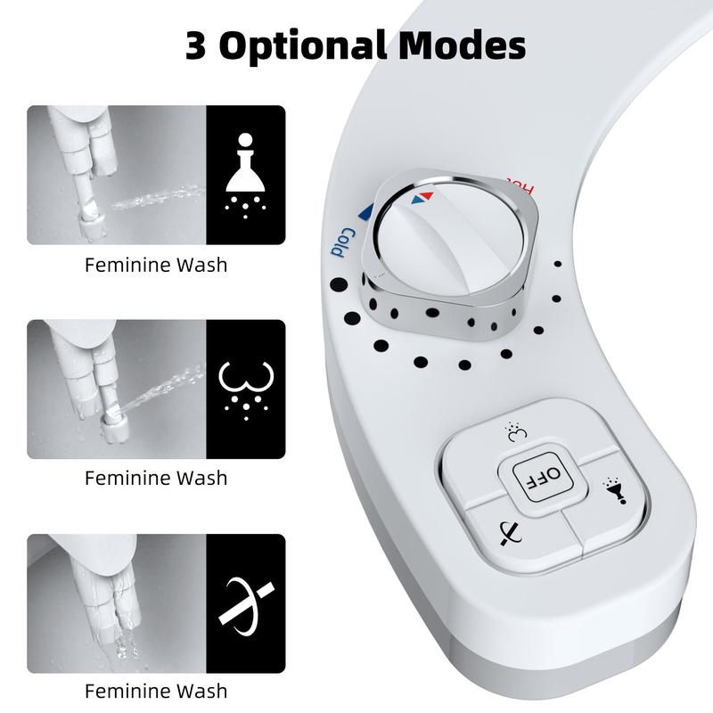 Toilet Seat Bidet with Self Cleaning Dual Nozzle, 1 Set Adjustable Hot & Cold Water Spray Non-electric Mechanical Bidet Toilet Attachment, Gift for Summer, Home Essentials
