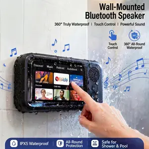 Mobile Phone Waterproof Box with Bluetooth Speaker, 360° Rotating Touch Screen Shower Phone Holder, Phone Mount Holder, Waterproof Cellphone Stand for Bathroom, Kitchen, Sink and Swimming Pool #GLOBAL PICKS