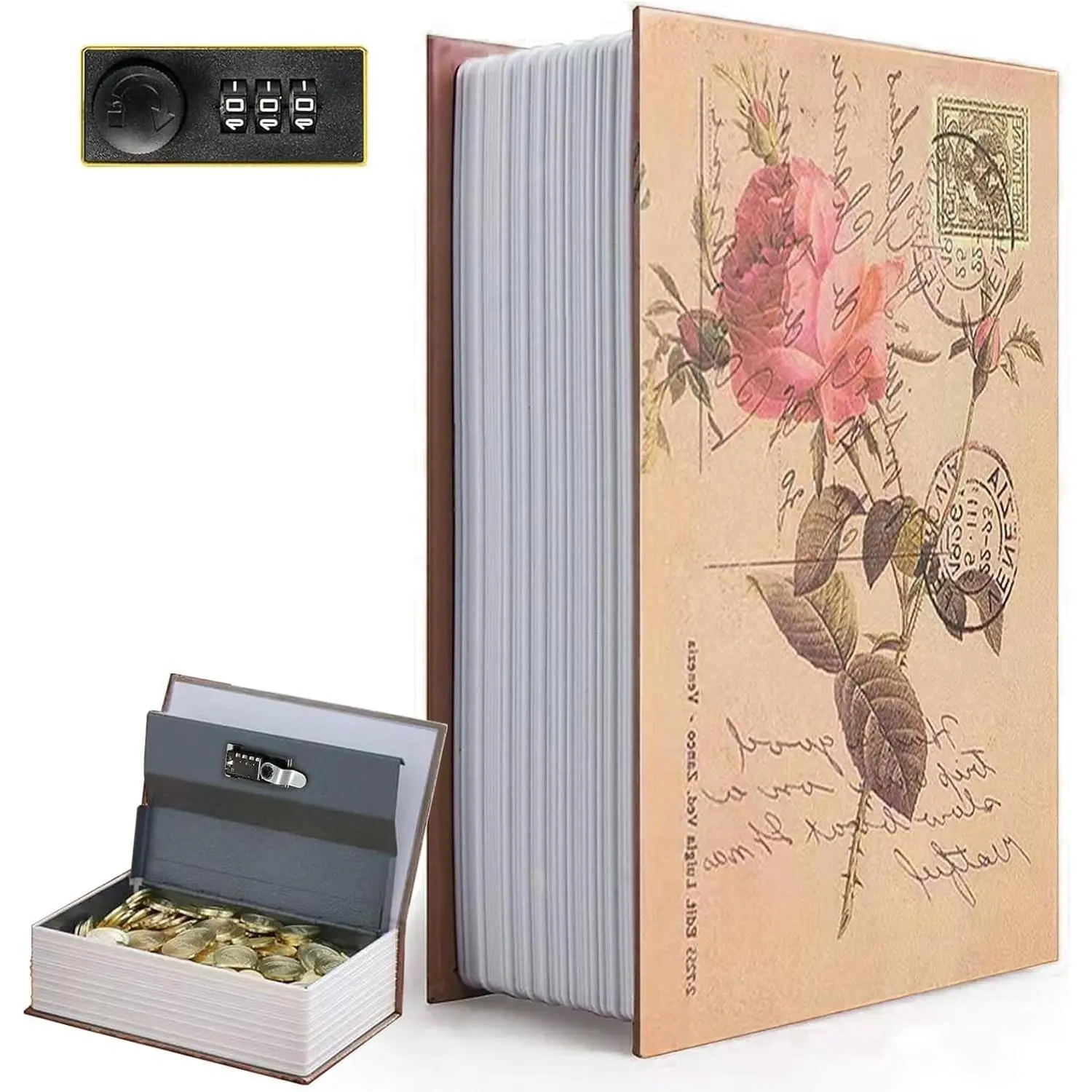 Decorative Book Safe with Combination Lock, Faux Book Hidden Safe for Valuables