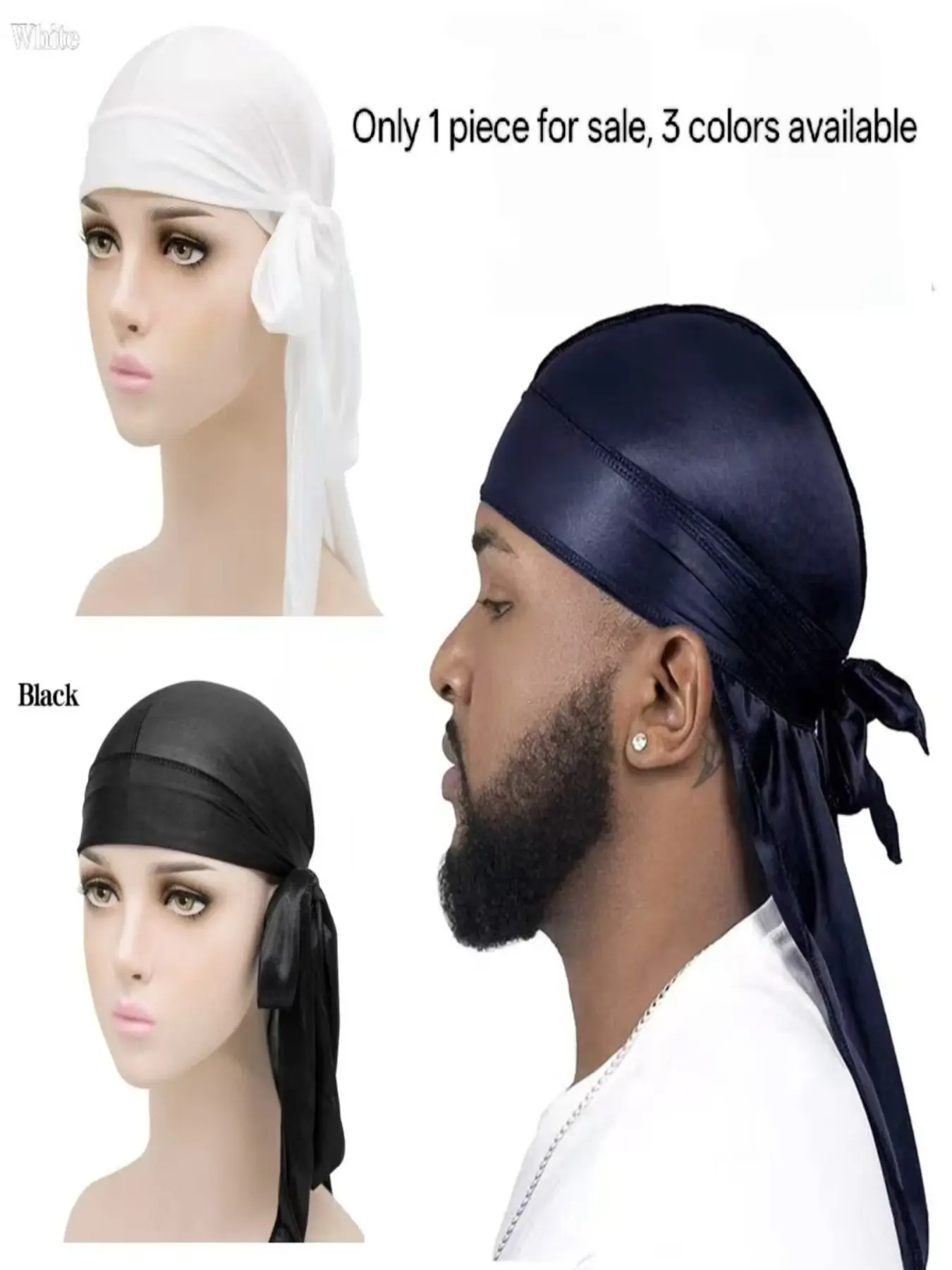 Silky Stretch Long Tail Durag for Women, Soft Smooth Hair Protection, Breathable Elastic Head Wrap, Adjustable Bow Tie