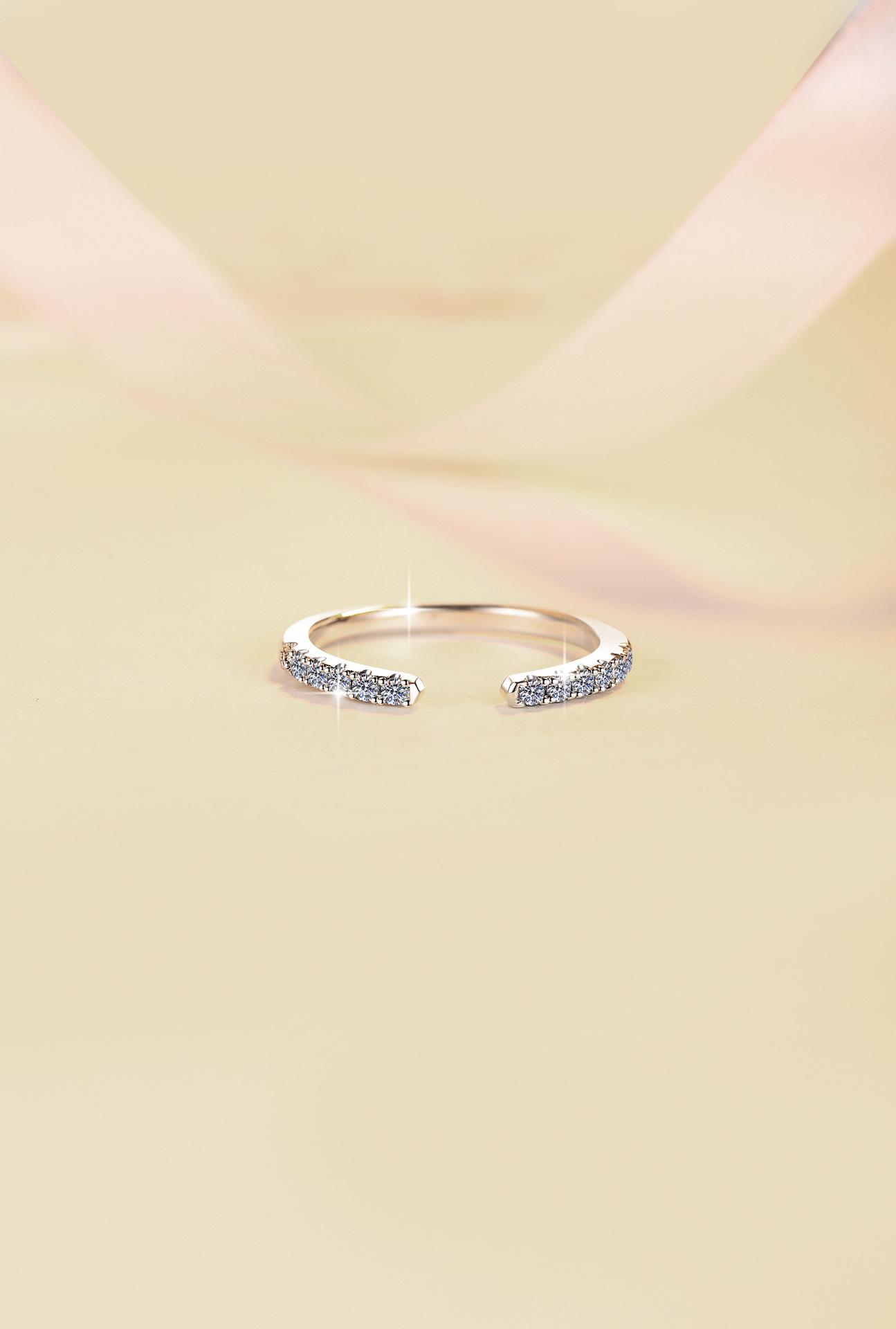 6A Cubic Zirconia S925 Sterling Silver Adjustable Open Stackable Ring-291(50%)