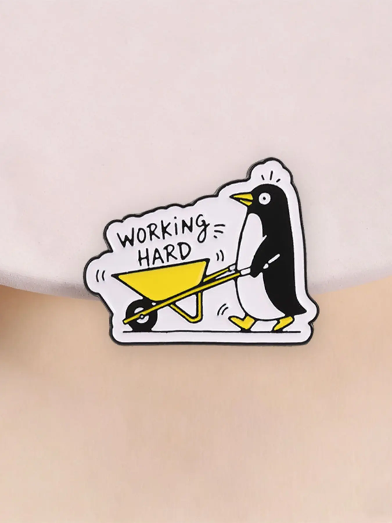 Working Hard Penguin Enamel Pin, Cartoon Animal Lapel Brooch, Worker Humor Badge for Backpack Jacket, Fun Accessory for Clothes