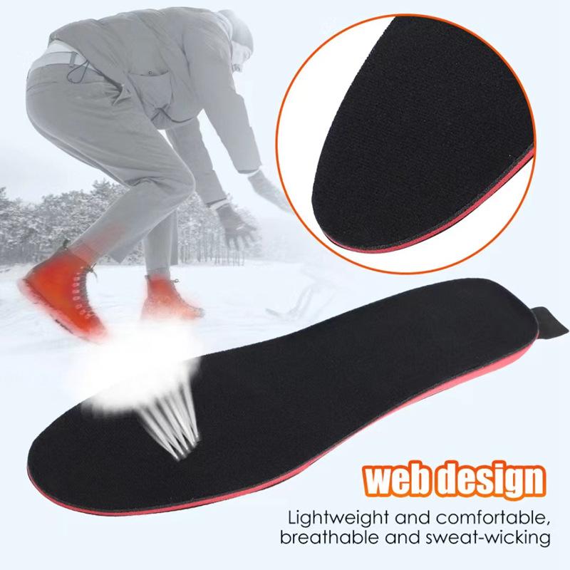 Remote control three-speed electric heating insole USB charging heating insole winter ski warm insole foot warm treasure Black