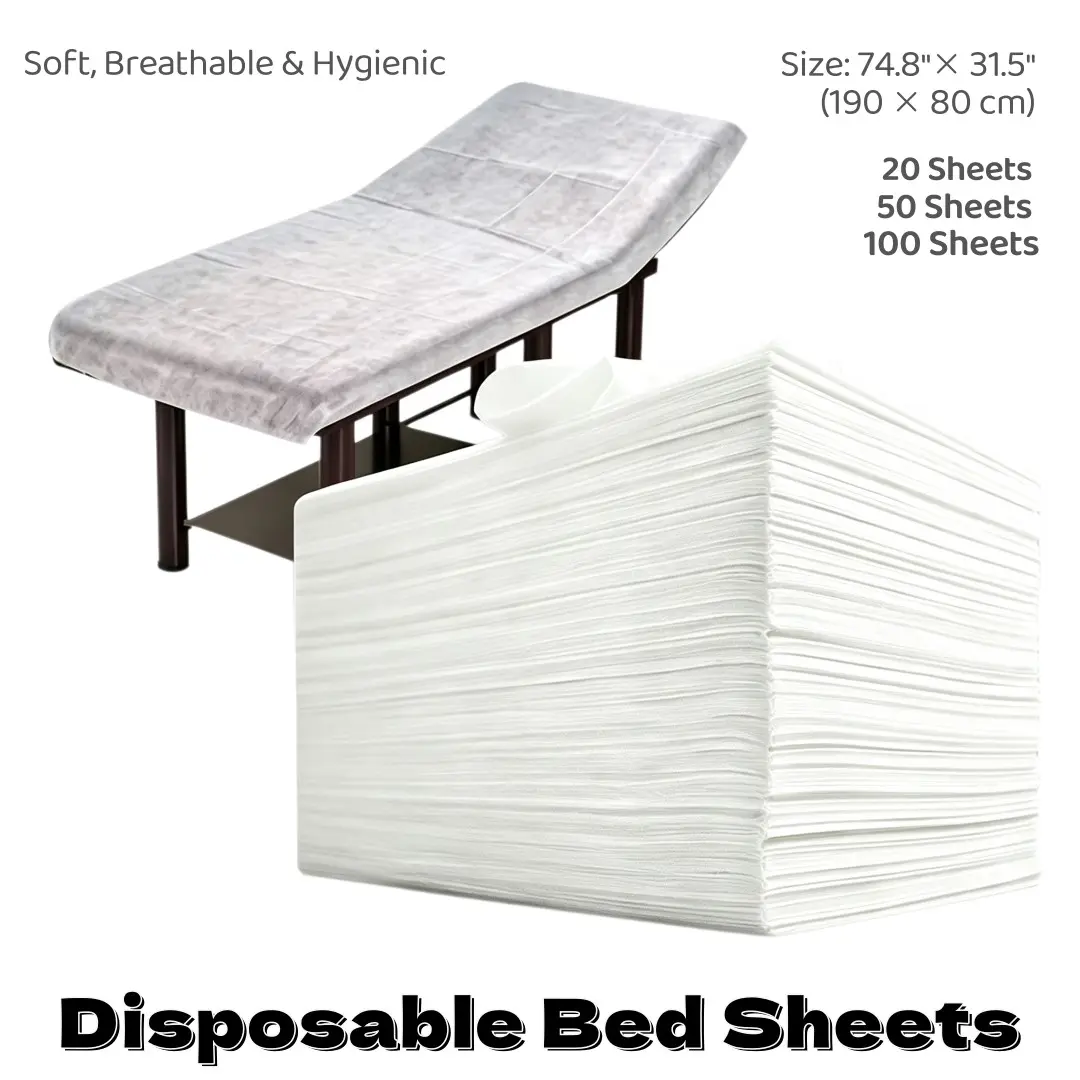 Disposable Massage Bed Sheet, Waterproof Oil-Resistant Non-Woven Fabric, 190x80cm, Multiple Sizes Available, 20/50/100 Sheets