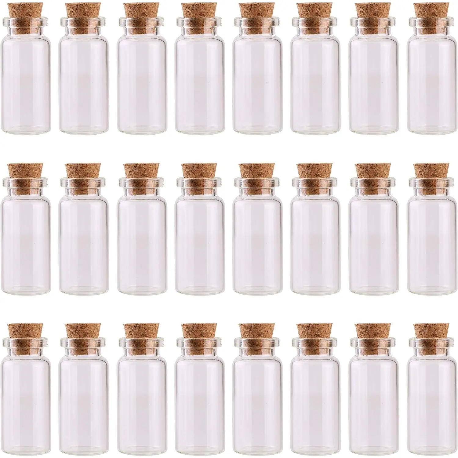 24 count 10ml Glass Bottles Mini Vials with Cork Stoppers for DIY Decor | small jars mini glass bottles  Glass Vials corks lid Wedding Party Favors Art Crafts Storage Container message bottle