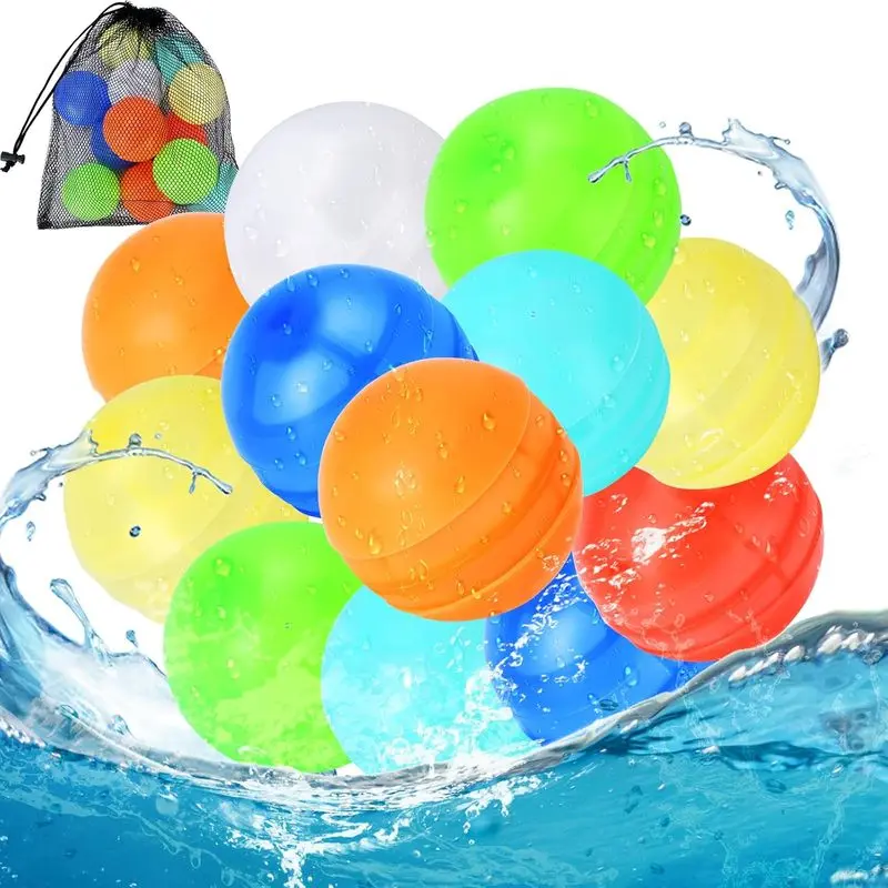12PCS Silicone Reusable Water Balloons, Self-Sealing Quick-Fill Splash Balls for Kids, Pool, Backyard Summer Party & Easter Gifts