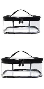 2 Pack Portable Clear Makeup Bag Zipper Waterproof Cosmetics Bag Transparent Travel Storage Carry Pouch PVC Zippered Toiletry Bag Organizers With Handle for Vacation Travel, Bathroom 2 Pack Portable Clear Makeup Bag Zipper Waterproof Cosmetics Bag Transparent Travel Storage Carry Pouch PVC Zippered Toiletry Bag Organizers With Handle for Vacation Travel, Bathroom
