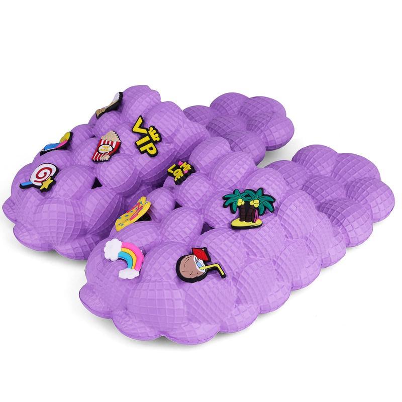 (New)DIOLV Summer Bubble Slides with Charms Boys Girls Golf Ball Shoes Funny Lychee Massage Bubble Slides Kids Non-Slip House Slippers Beach Sandals