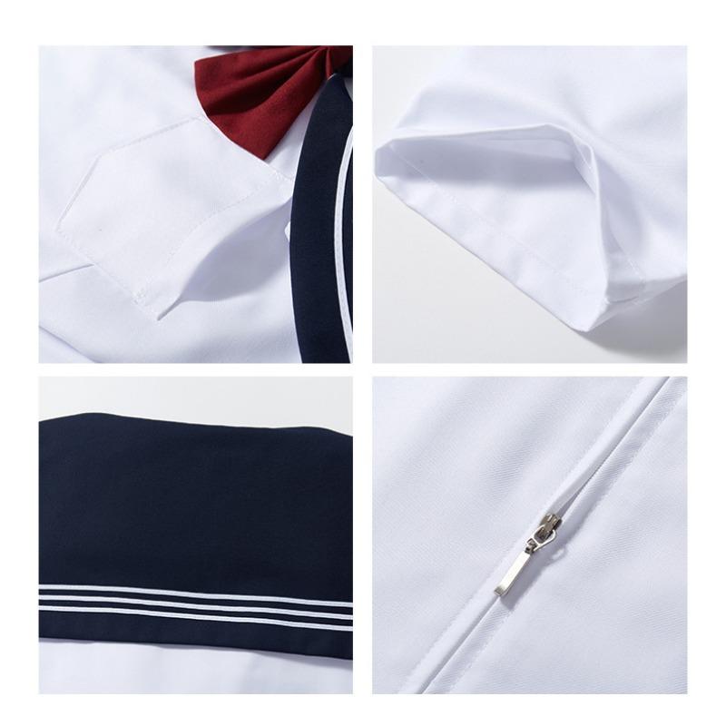 Authentic Fashion: Japanese Style Blue Collar White Three-book JK Skirt Suit Set Flawless Sailor Uniform for School Girls with Classic Pleated Design
