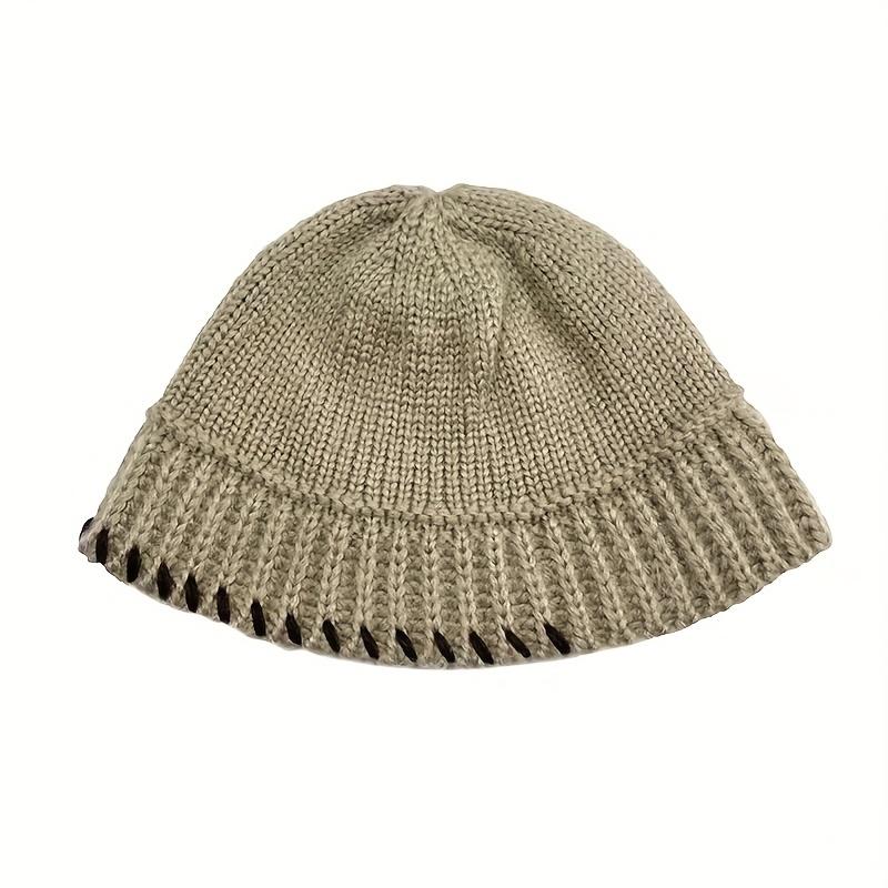 Men's New Overlock Fisherman Hat, Men's Autumn And Winter Trendy Knitted Hat, Men's Big Head Circumference Black Hat