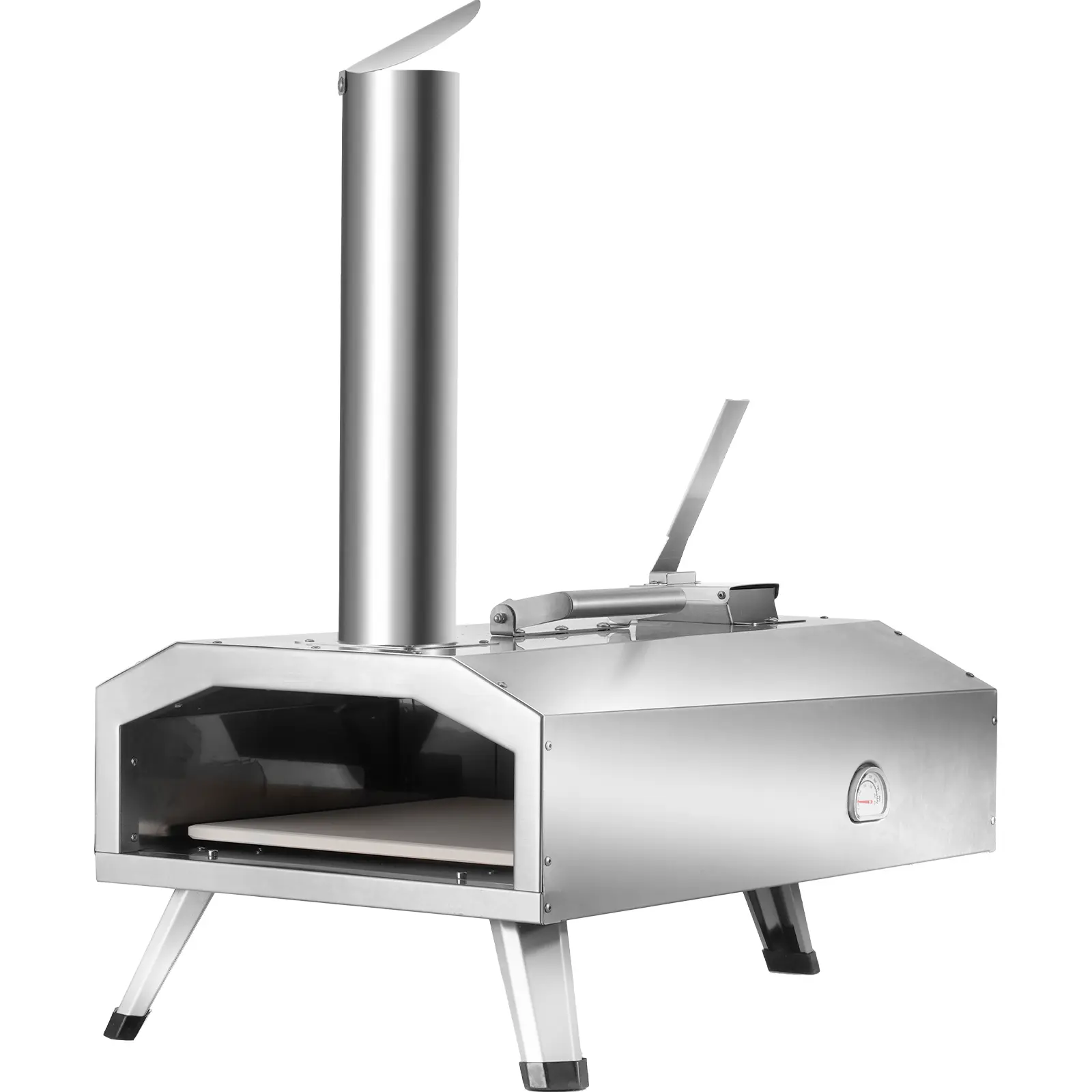 Portable Outdoor Oven, 12-inch Pizza Oven, Pellet & Chips & Charcoal Tri-Fuel, Stainless Steel Pizza Grill, Includes Pizza Stone, Waterproof Cover, Shovel, Ideal for Camping & Backyard