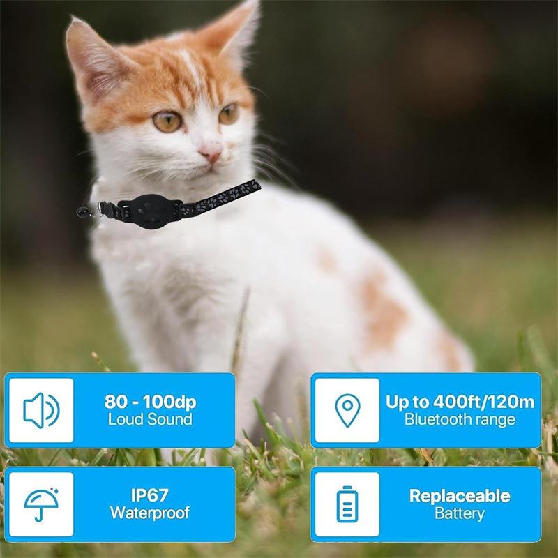Pet GPS Tracker Collar Works with Apple Find My |   Real-Time Location Waterproof Reflective Safety for Dogs Cats