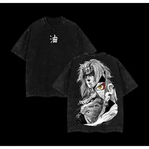 valentine shirts  Anime Double Printed Vintage Washed Tee Unisex Oversize Anime Manga Washed Heavyweight Cotton T-shirt Naruto Merch Jiraiya Fan V1