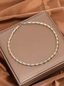 2026 New Women's Necklace, Unique Design, Luxury Simple Square Chain, Copper Zircon Full Drill, Dual Color Layered, All Seasons
