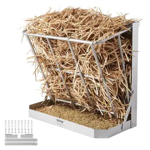 VEVOR Livestock Hay Feeder, 2 in 1 Grain Hay Feeder, 80 - Gallon Capacity Pasture Feeder, 59 Long Goat Hay Feeder with Deeper Feeding Pan, Heavy Duty Steel Grain Hay Holder for Sheep Farms Sheds