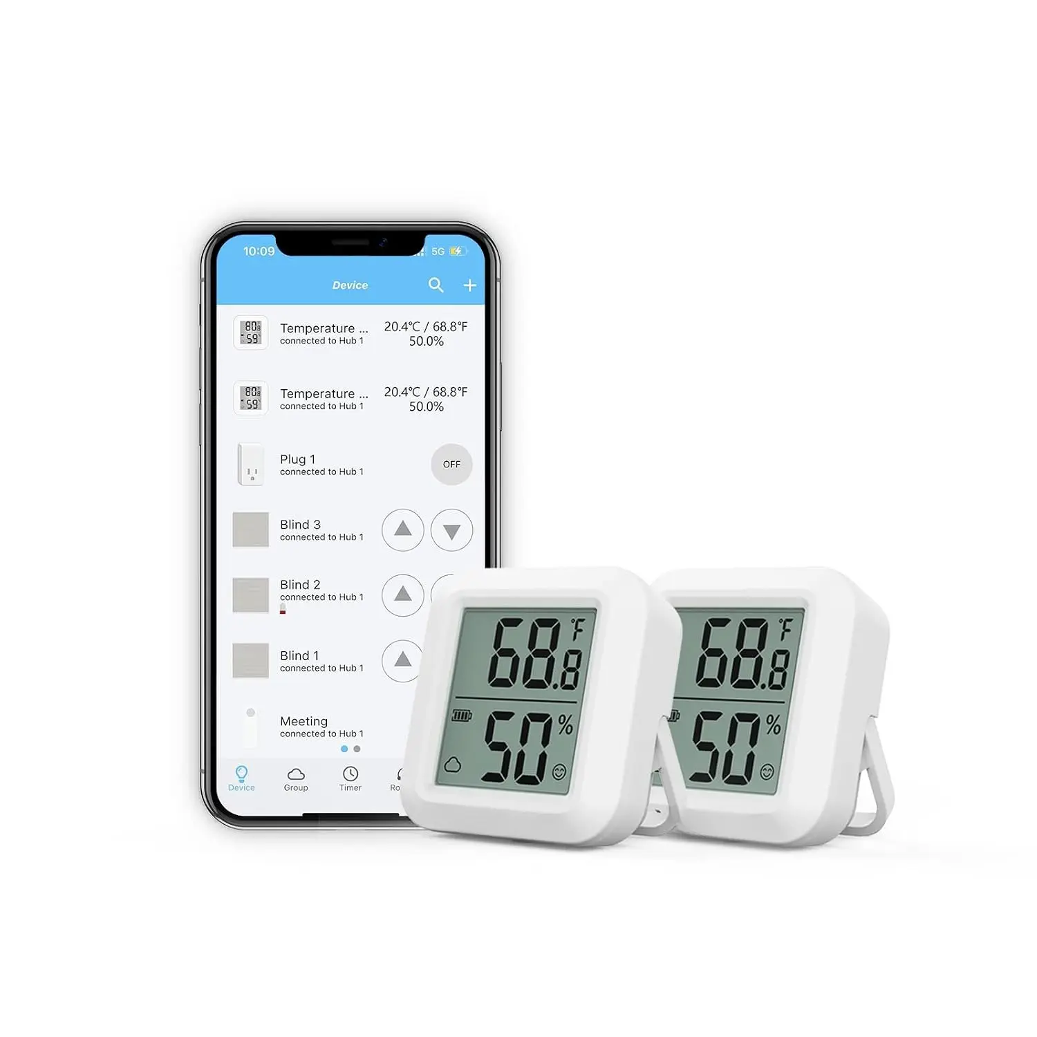 Zigbee Temperature and Humidity Sensor with Digital LCD Display, ZigBee Hub Required, App Records, Remote  and   Automation, AAA  Included