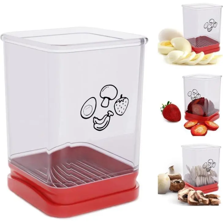Kitchenware AccessoriesFruit SlicerCup Slicer Fruit Strawberry Cutter: Banana Egg Speed Slicer With Push Plate - Stainless Steel Clear Cup, Quickly Making Fruits Vegetable Salad, Kitchen Portable Slicing Tool Cutting Gadget,