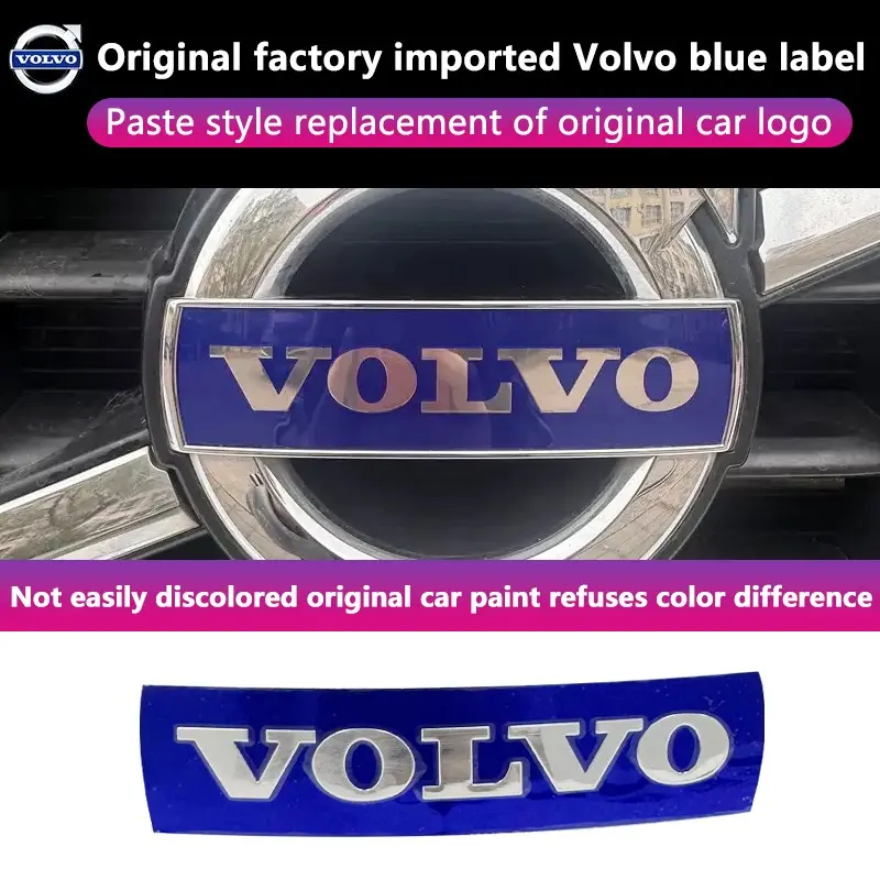 For Volvo V40 Xc60 S80 S60 Xc90 Front Grill Emblem Sticker, Metal Logo Decal, Blue Letter Sticker, Car Accessories
