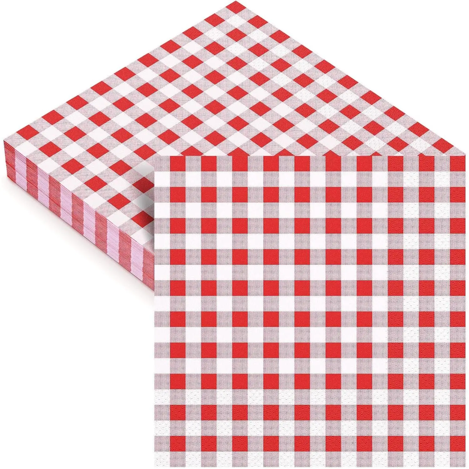 50 count Red and White Gingham Checkered  Paper Napkins,13 * 13 inches Disposable Party  Napkins for Birthday Dinner Picnic  Year Halloween Christmas Party