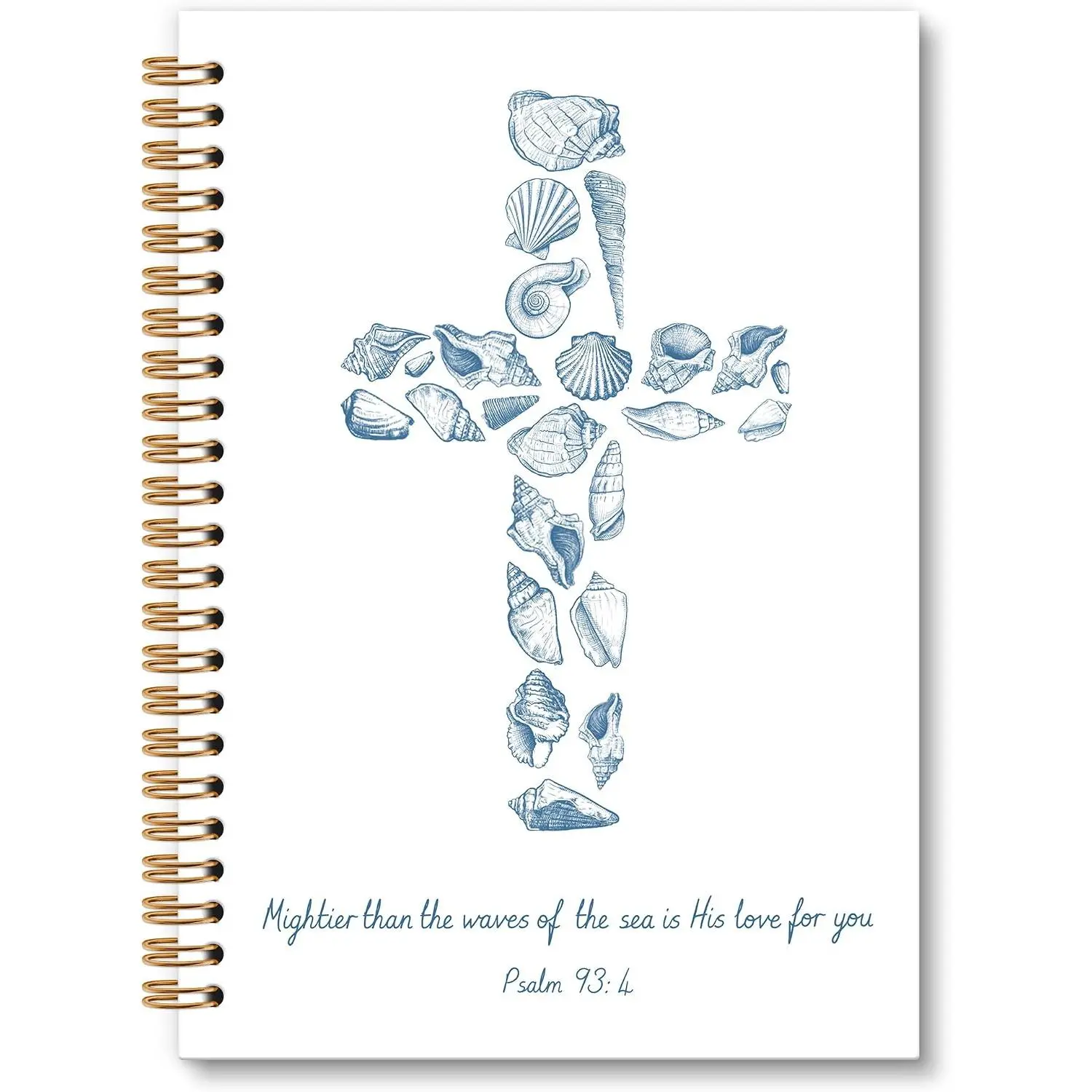 Blue Seashell Christian Notebook Journal,  Journal, Notebook for  Notes, Beach Seashell  Notebooks Gifts for Girls Women, Coastal Christian School Office Supplies, 6x8.2In