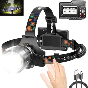 Headlamp Rechargeable, 125°Adjustable Head Lights for Forehead, Waterproof Head Flashlight for Adults, 900000LM Super Bright Led Head Lamp With Motion Sensor, 10 Modes, Bike, Camping, Zoomable Headband Light