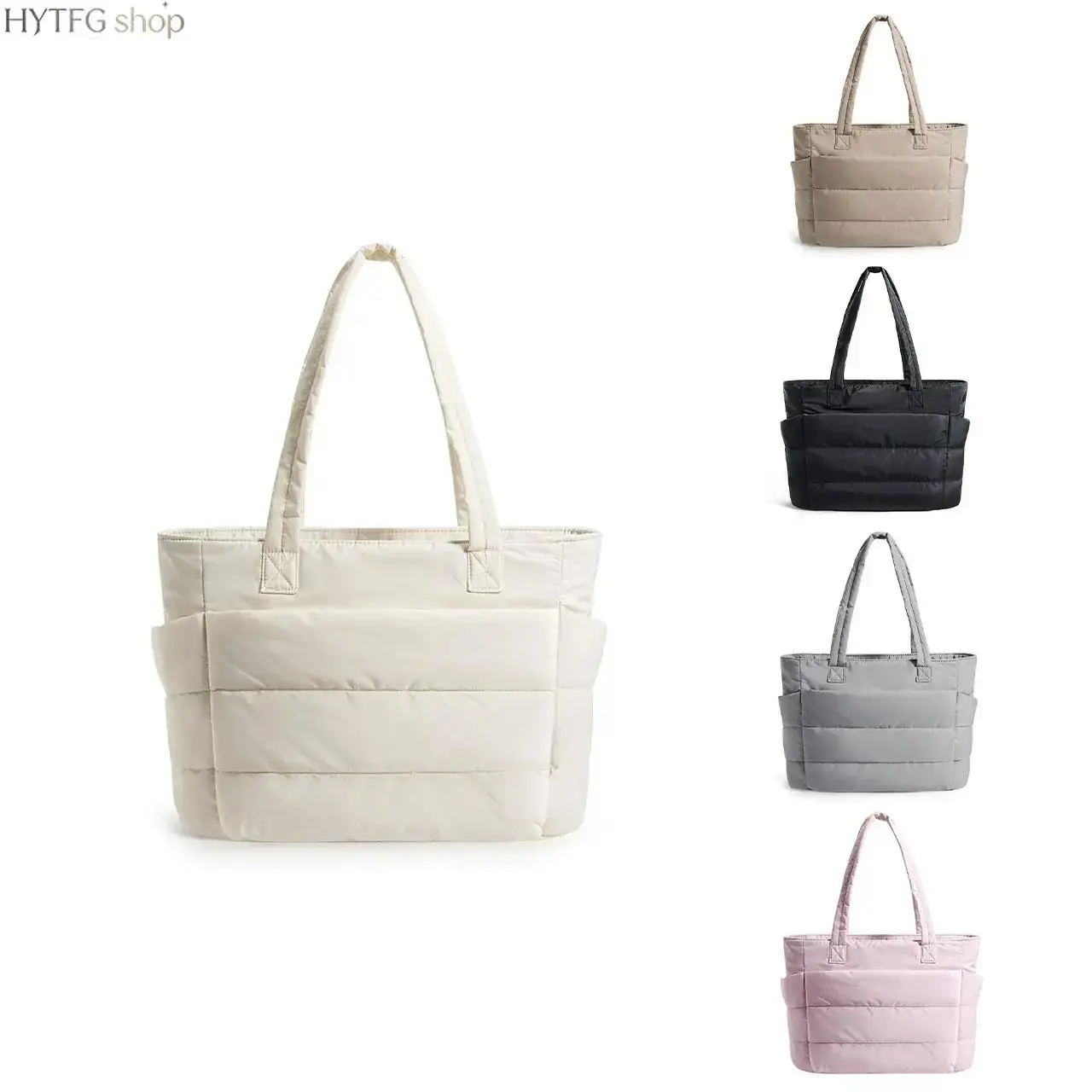 Lightweight Puffy Quilted Tote Bag, Multi‑Size Puffer Shoulder Handbag, Spacious Padded Laptop‑Friendly Tote, Soft Casual Daypack for Commuting, Travel, Work & Daily Errands