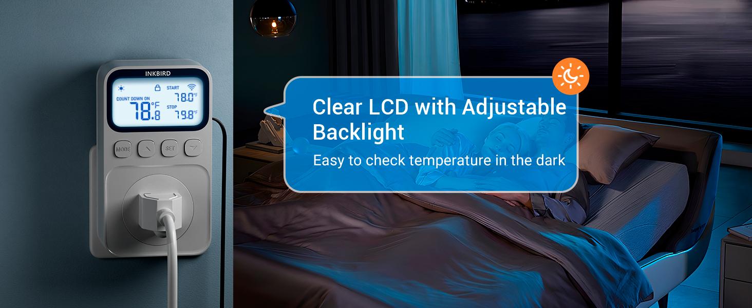 Plug in Thermostat WiFi 1800W 15A Heating Cooling Timer Countdown Mode