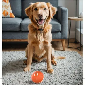 Solid Bite-Proof Automatic Moving Smart Induction Dog Ball Toy, USB Rechargeable, Quiet, Waterproof, Self-Rolling, Bouncing Motion, Color LED Light Chew Toy for Small-Large Dogs, Indoor Interactive Pet Accessory