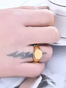 10mm Round Smooth Titanium Steel Ring, Simple Fashion Unique Cold Style Seal Ring, Elegant Jewelry for Men and Women