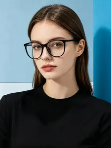 Transparent Glasses, Full Frame Oval Design, Lightweight PC Material, Suitable for Computers, Games, TV, Phones, Unisex, Eye Fatigue Relief, Stylish Eyeglass