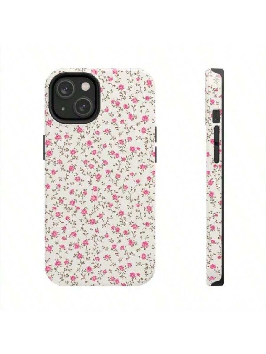 Floral Pattern Film Mobile Phone Case Is Suitable For IPhone 16/15/14/13/12 Pro Max 14 15 16 Plus 11 Thickened Double-Layer TPU + PC Material 2-In-1 Shockproof And Drop-Proof Protective Case, Providing Strong Protection,Suitable For IPhone 17 Air