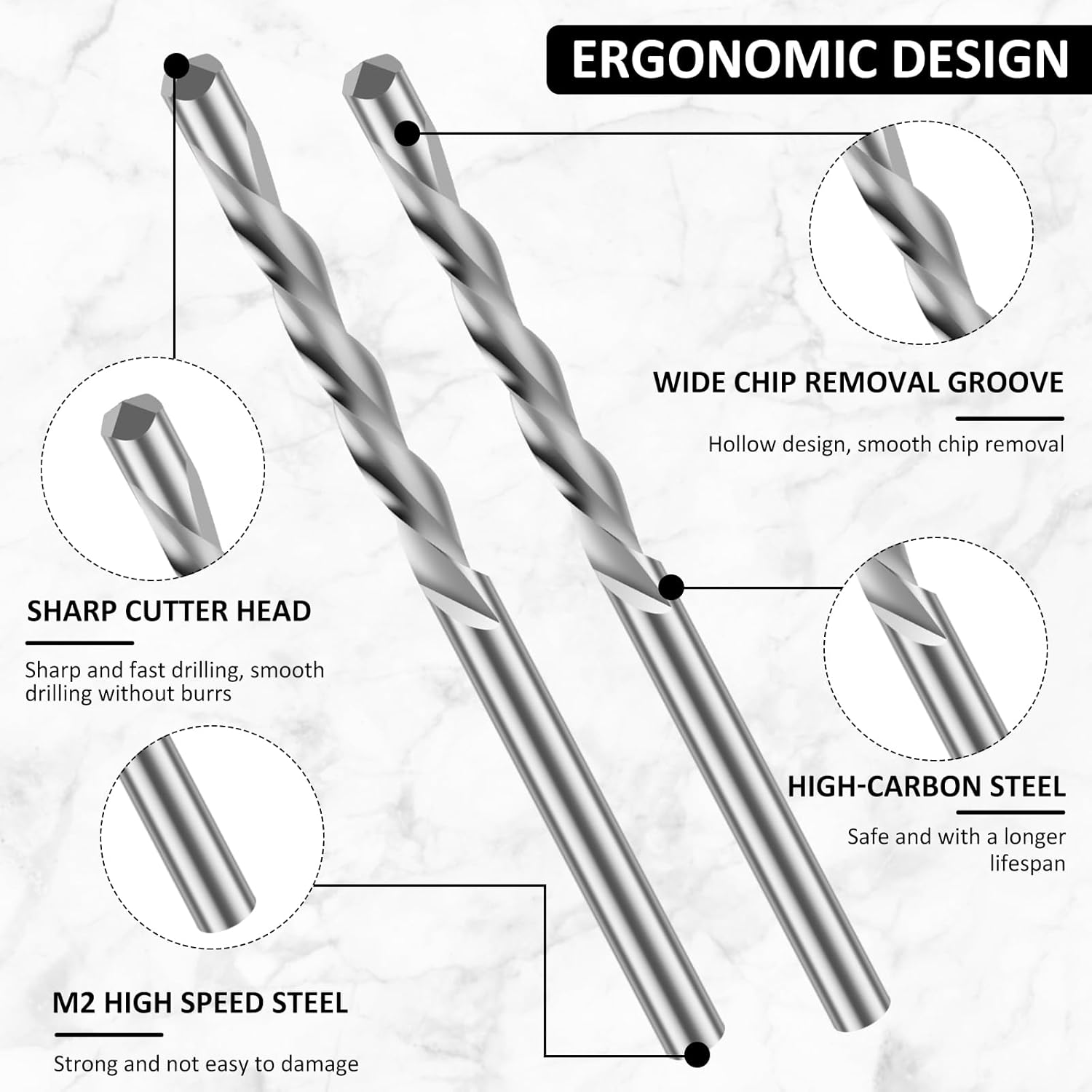 50Pcs Drywall Router Bit 1/8 Inch Spiral Saw Tip Cutting Bits M2 High Speed Steel Precision Drywall Guide Point Cutting Bits for Wood and Plastic